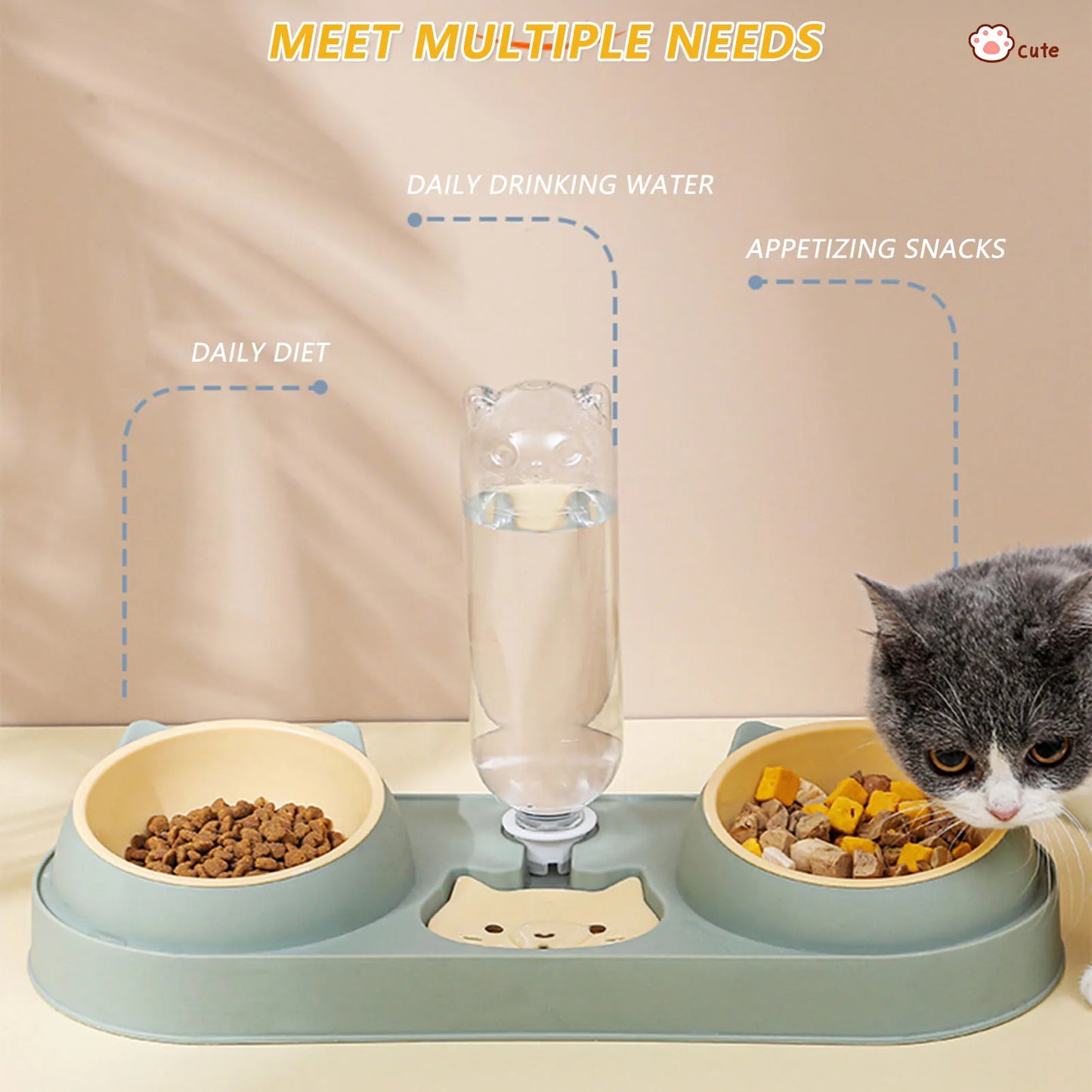Pet Cat Bowl Automatic Feeder
